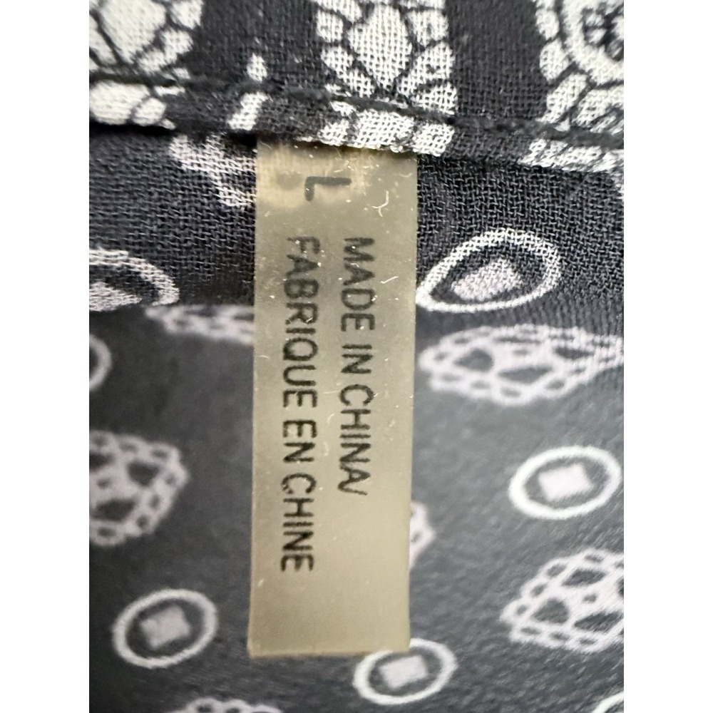 Robert Graham Womens Large‎ Silk Sheer Bandana Button Down Shirt Black - Picture 9 of 9